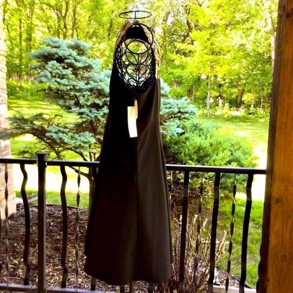 SHOSHANNA BLACK A-LINE SLEEVELESS GOLD EMBELLISHED YOKE SEQUIN DRESS 10 NWT - Picture 7 of 16